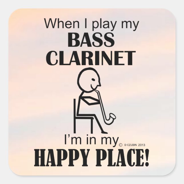 Adesivo Quadrado Bass Clarinet Happy Place Square Sticker (Frente)
