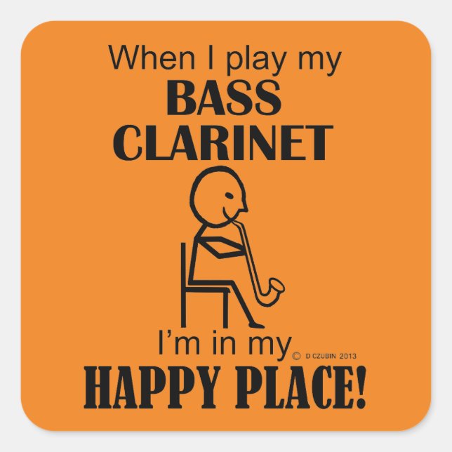 Adesivo Quadrado Bass Clarinet Happy Place Square Sticker (Frente)