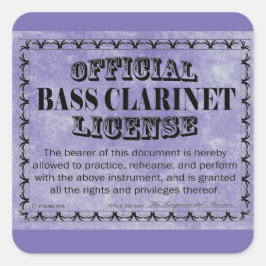 Adesivo Quadrado Bass Clarinet License Square Sticker