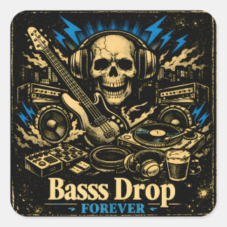 Adesivo Quadrado Bass Drop – Poder da Música de Baixa Frequência