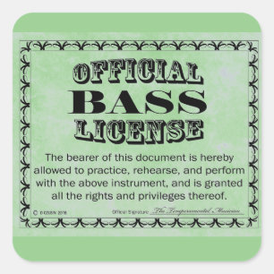 Adesivo Quadrado Bass License Square Sticker