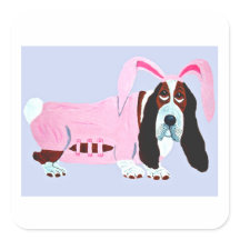Basset Hound de Fantasia Rosa de Coelho