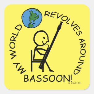 Adesivo Quadrado Bassoon - O Mundo Revola-se em Torno do Sticker Qu