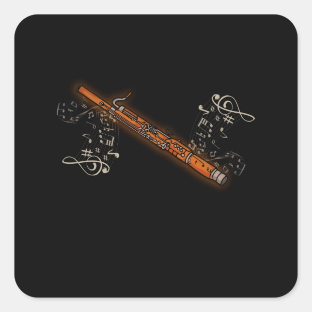 Adesivo Quadrado Bassoon Player Gift Music Big Banda Jazz Music (Frente)