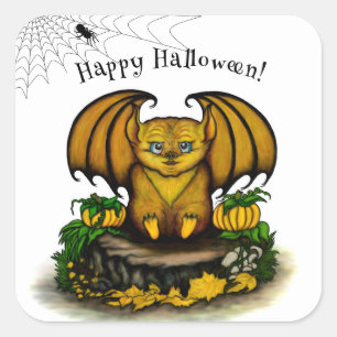 Adesivo Quadrado Bat Bonito do Halloween