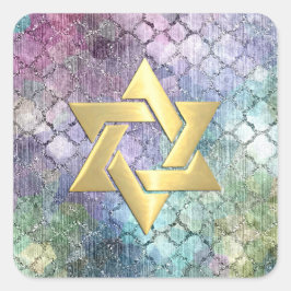 Adesivo Quadrado Bat Mitzvah Abstrato Pastel Padrão