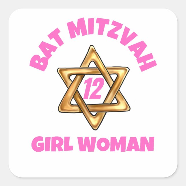 Adesivo Quadrado Bat Mitzvah Classic Round Sticker (Frente)