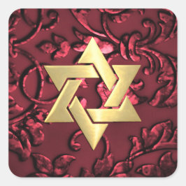 Adesivo Quadrado Bat Mitzvah Red Damask