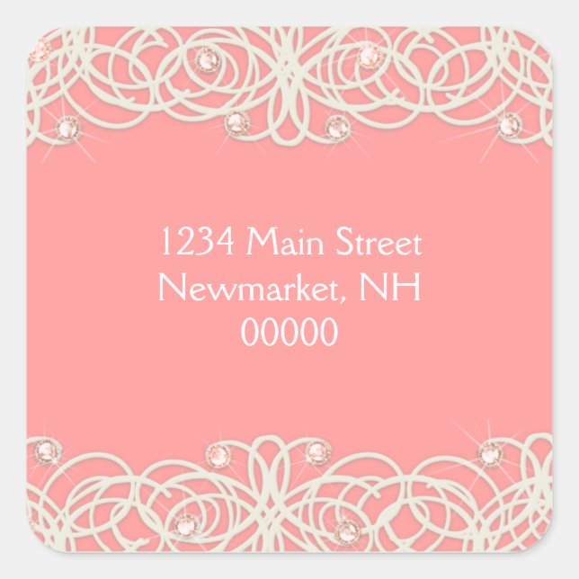 Adesivo Quadrado Bat Mitzvah Sparkle e Lace (Frente)