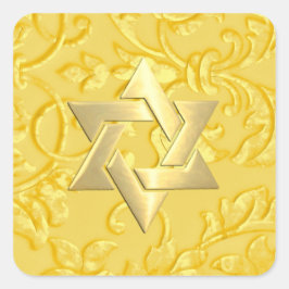 Adesivo Quadrado Bat Mitzvah Yellow Damask