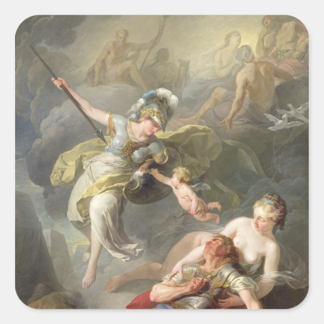 Adesivo Quadrado Batalha entre Minerva e Marte, 1771 (Frente)