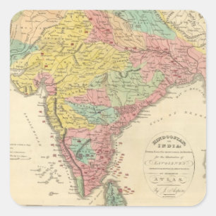 Adesivo Quadrado Batalhas de India e mapa de Seiges Chonology