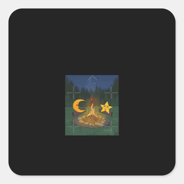 Adesivo Quadrado Bate-papo Entre O Gráfico Da Lua (Frente)