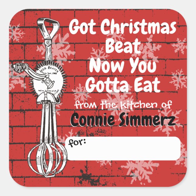 Adesivo Quadrado batedor de ovos assando Natal da cozinha da (Frente)