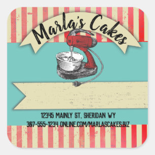 Adesivo Quadrado Bateria de pastelaria pastelaria pastelaria bolo d