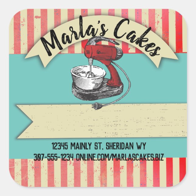 Adesivo Quadrado Bateria de pastelaria pastelaria pastelaria bolo d (Frente)