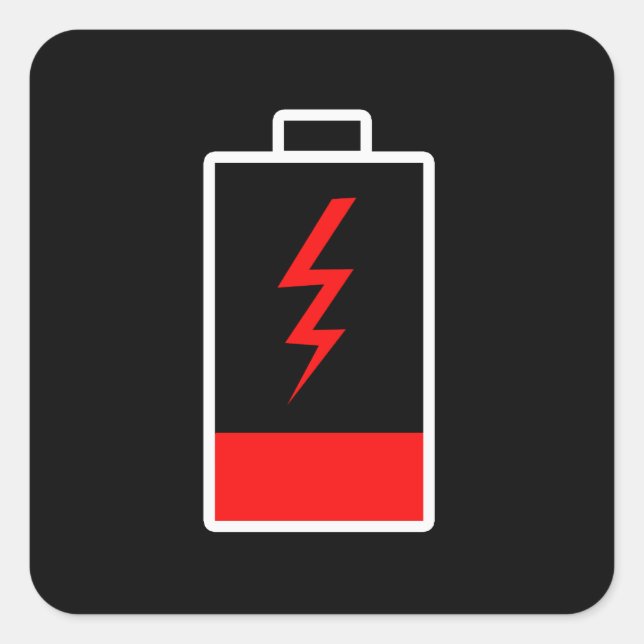 Adesivo Quadrado Bateria fraca (Frente)