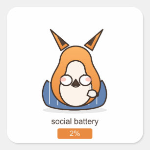 Adesivo Quadrado Bateria Social 2 Por Cento Introvertido Engraçado
