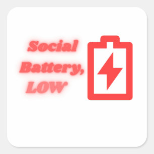 Adesivo Quadrado Bateria Social Baixa Introvertido Engraçado Minima