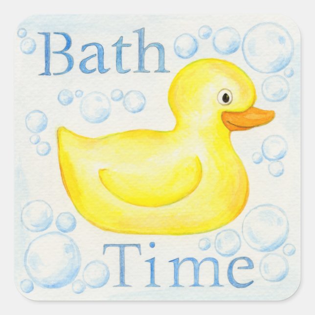 Adesivo Quadrado Bath Time Rubber Ducky Sticker (Frente)