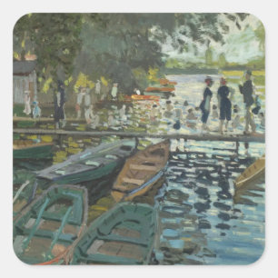 Adesivo Quadrado Bathers no La Grenouillère (1896) Claude Monet Art