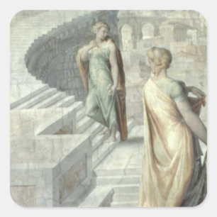 Adesivo Quadrado Bathsheba que visita David, c.1553