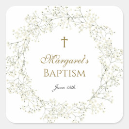 Adesivo Quadrado Batismo da Respiração do Bebê Comunhão