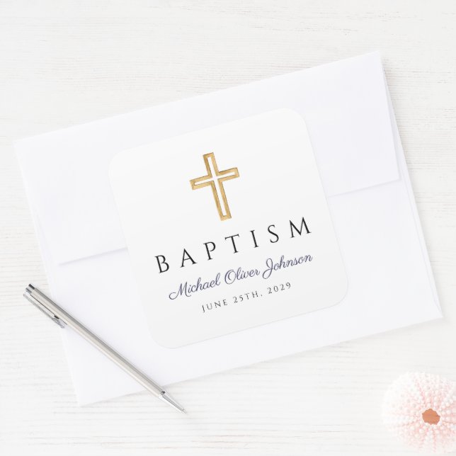 Adesivo Quadrado Batismo religioso entre Meninos Religiosos com Scr (Envelope)