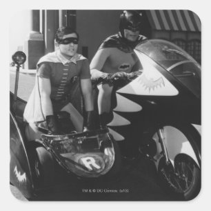 Adesivo Quadrado Batman e Robin no Batcycle