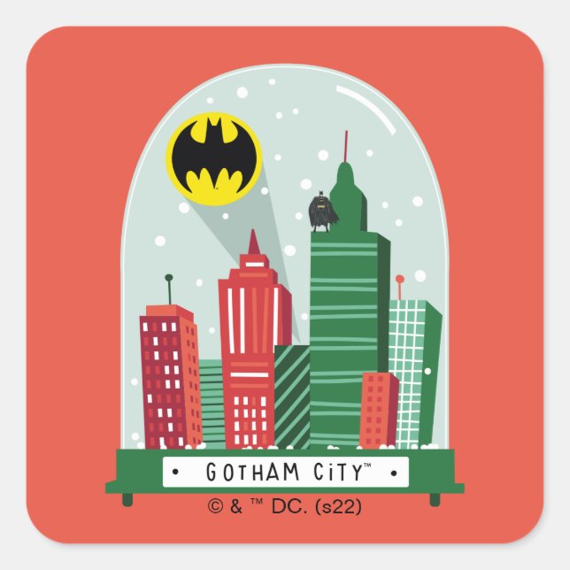 Adesivo Quadrado Batman Gotham City™ Snow Globe Graphic (Frente)