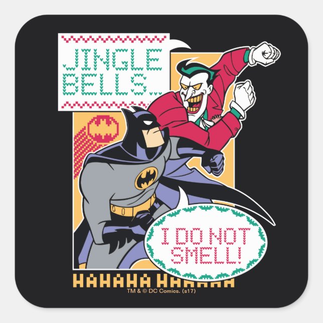 Adesivo Quadrado Batman | Jingle Bells, Eu Não Cheiro! (Frente)
