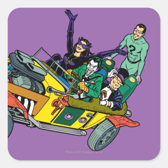 Adesivo Quadrado Batman Villains Em Jokermobile (Frente)