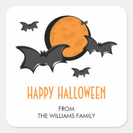 Adesivo Quadrado Bats and Moon Halloween Square Sticker