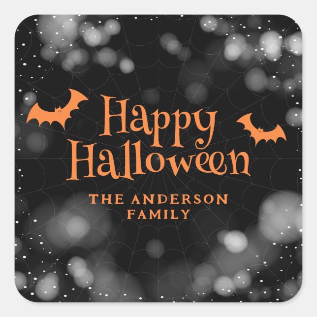 Adesivo Quadrado Bats Happy Halloween (Frente)