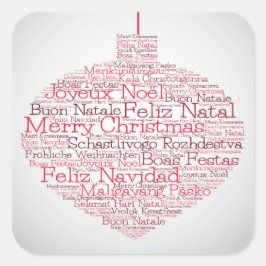 Adesivo Quadrado Bauble feito de palavras "Feliz Natal"