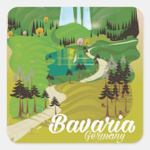 Adesivo Quadrado Baviera paisagem Alemanha impressão de viagem