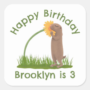 Adesivo Quadrado BD de cãozinho da pradaria