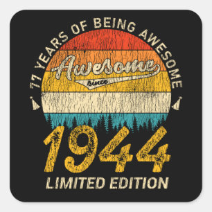 Adesivo Quadrado Bday de 81 anos 1944 Incrível 81ruas Aniversário P