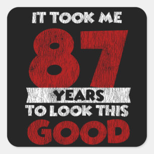 Adesivo Quadrado Bday de 87 anos me fez ficar com bom 87 anos