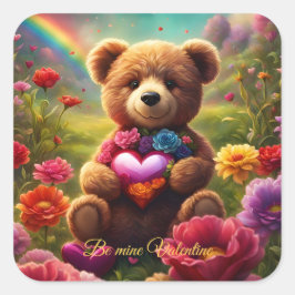 Adesivo Quadrado Be mine Valentine Teddy 1