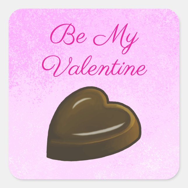 Adesivo Quadrado Be My Valentine Chocolate Heart (Frente)