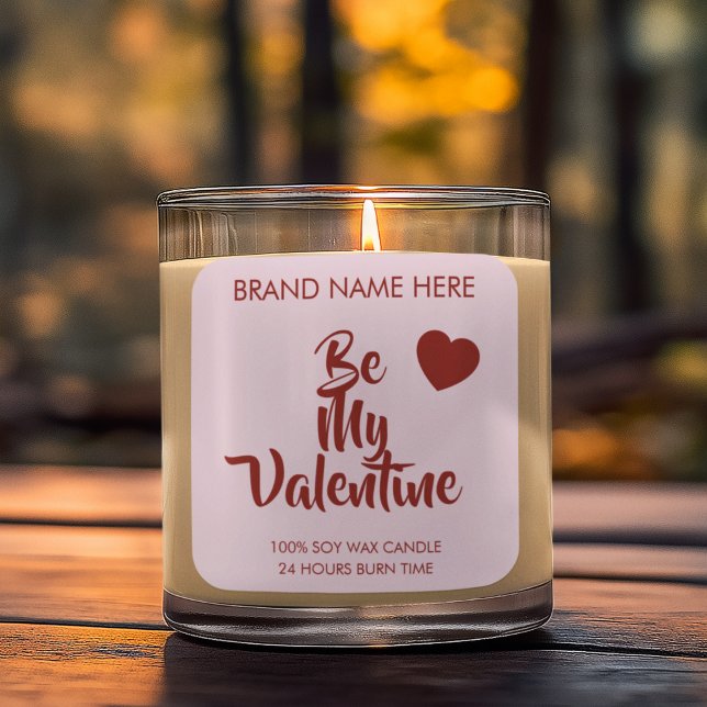 Adesivo Quadrado Be My Valentine Custom Purple Candle Labels  (Criador carregado)