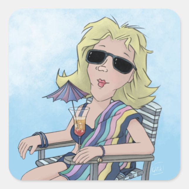 Adesivo Quadrado Beach Babe Square Sticker (Frente)