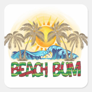 Adesivo Quadrado Beach Bum Ondas Oceânicas Tropical
