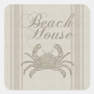 Adesivo Quadrado Beach House Carab Seashore Coastal Vintage