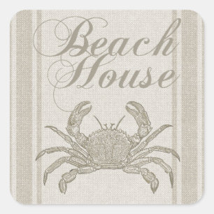 Adesivo Quadrado Beach House Crab Seashore