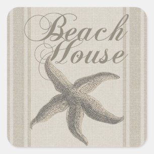 Adesivo Quadrado Beach House Starfish Seashore