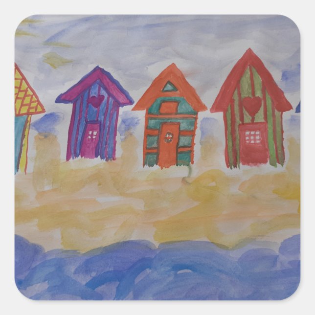 Adesivo Quadrado Beach Huts (Frente)