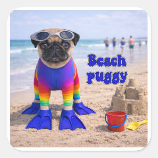 Adesivo Quadrado Beach Puggy