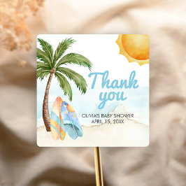 Adesivo Quadrado Beach Surf Baby on Board Baby Shower